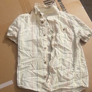 Falls Creek Kids Cream Button Down Shirt with Multicolor Stripes